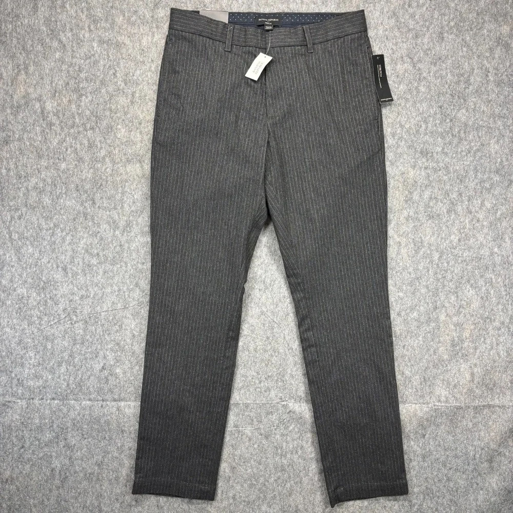 Banana‎ Republic Aiden Fit Chino Pants Men's 31x32 Gray Stretch Pinstripe New